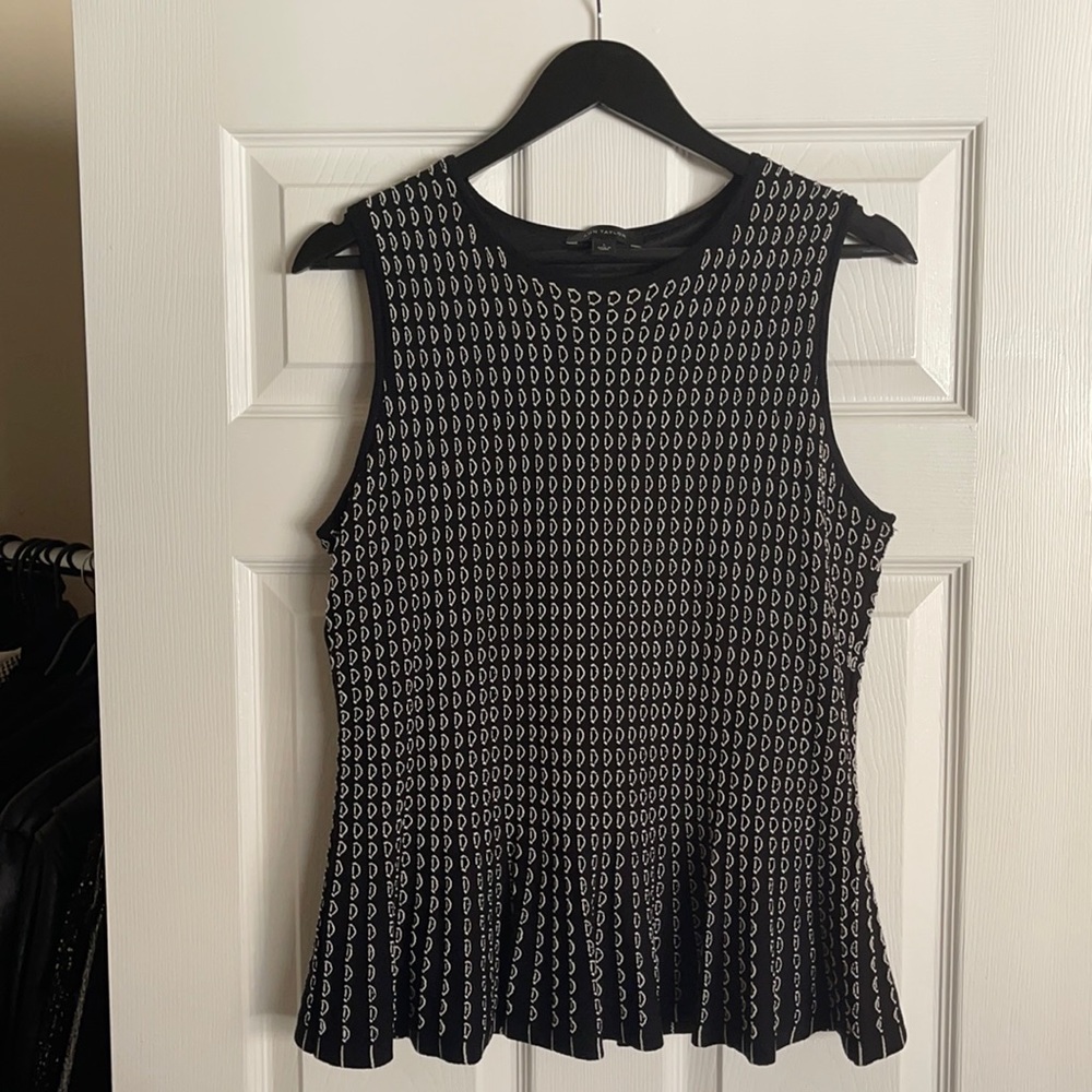 Ann Taylor Black and White Peplum Top